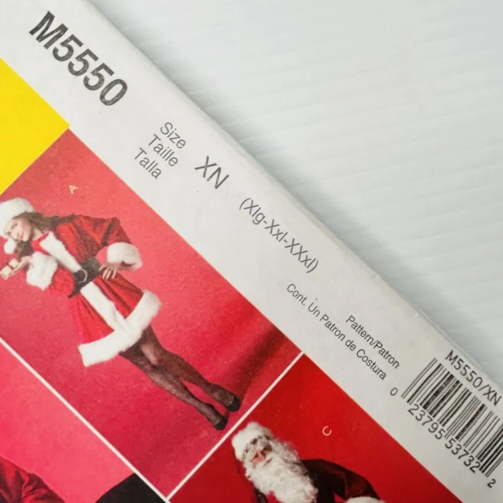 McCalls Costumes Sewing Pattern M5550 Santa Claus Sexy Mrs Claus St. Nick XL-XXL